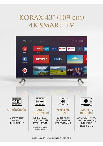 Korax KRX-TV43 43" Ultra HD Android LED TV