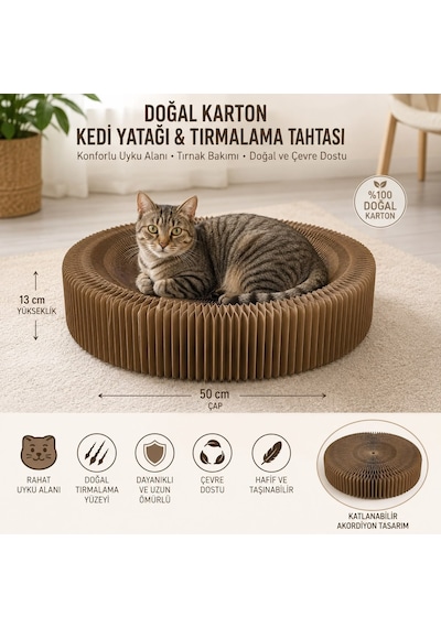 Majo Katlanabilir Yataklı Karton Tırmalama