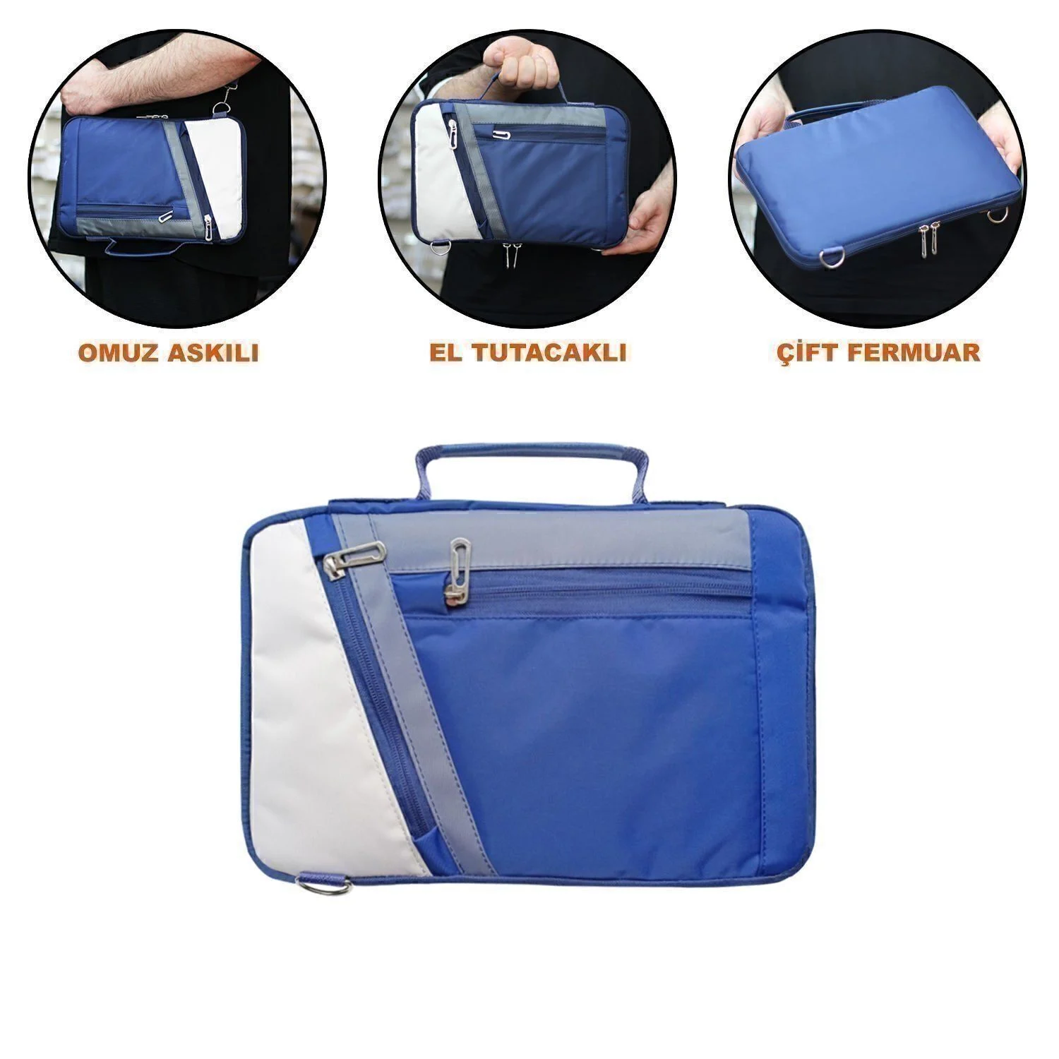Microcase Honor Pad X8b 11 İnch İle Uyumlu Omuz Askılı El Tutacaklı Universal Sleeve Taşıma Çantası Al4346 Lacivert Krem Gri Çanta