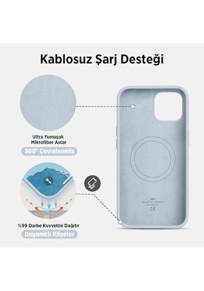 Bix Apple Uyumlu iPhone 15 Silikon Kılıf Magsafe Güçlü Koruma Darbe Emici Gece Mavisi