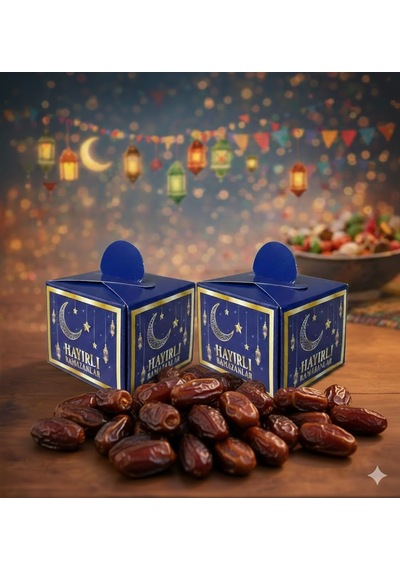 100 Adet Hayırlı Ramazan Baskılı Lokum, Şeker, Hurma Kutusu, İkram, Ramazan Hediyeliği