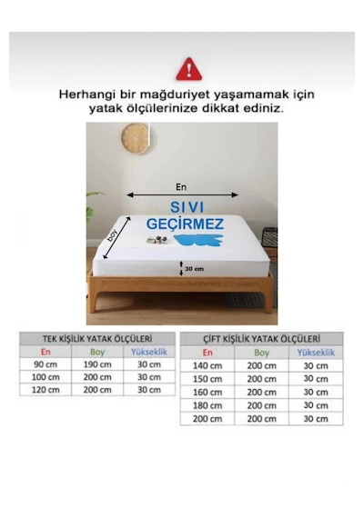 Ozn Home %100 Pamuk Sivi Geçi Rmez Yatak Alezi Tek/çi Ft/battal Boy Koruyucu Çarşaf Alez Beyaz