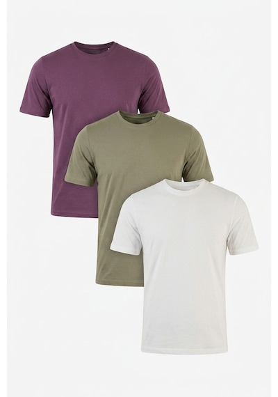 Buratti Pamuklu Regular Fit Bisiklet Yaka 3'lü Paket T Shirt Erkek T Shirt 59020204s3 Mürdüm-vizon Yeşili-ekru