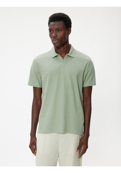 Koton Polo Yaka Tişört Slim Fit Kısa Kollu Pamuk Karışımlı Yeşil 4sam10360mk Yeşil