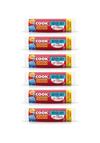 Cook Büyük Çöp Torbası 65 80 Cm 20 Li X 6 Adet