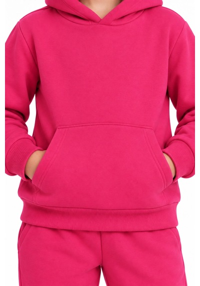 Rony Pony Kids Kız Çocuk Fuşya Kapüşonlu Eşofman Takımı Kanguru Cepli Sweatshirt Ve Jogger Alt 2 Li Set