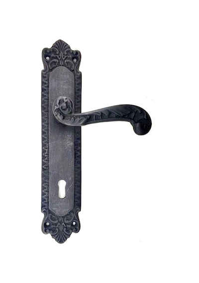 Antika Tarz Dekoratif Pirinç Sultan Oda Kapı Kolu - 270x54mm, Oksit Çok Renkli