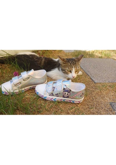 Scarpe Magiche Labubu Işıklı Sneaker Kız Ayakkabı 31-35 Numara Arası Işıksızdır Gümüş