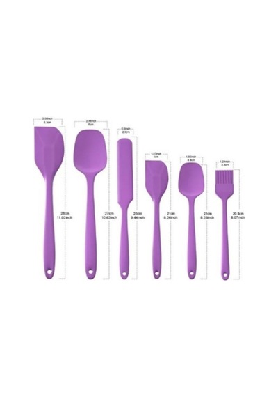Isıya Dayanıklı Yanmaz Yapışmaz Silikon Spatula Seti 6 Parça Silikon Mor Diğer