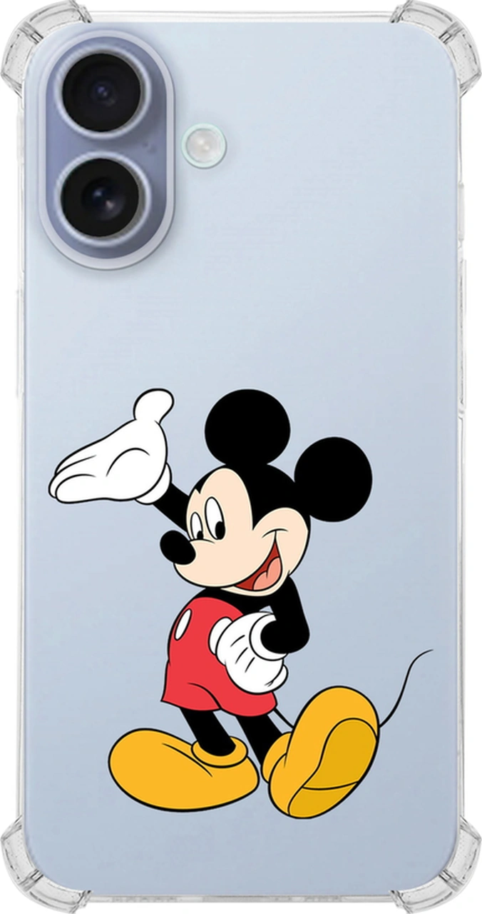 Apple Uyumlu iPhone 16 İle Mickey Mouse 3 Baskılı Köşe Korumalı Şeffaf Kılıf