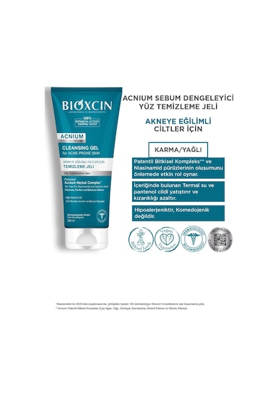 Bioxcin Acnium Sebum Dengeleyici Yüz Yıkama Jeli 200 ml Salisilik Asit Çay Ağacı Niasinamid