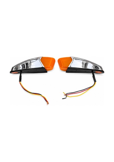 Aps - Krom Çerçeve Neon Tepe Lambası 2 Li - Amber / 12-24-36v / Çakar Modülü