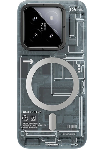 Xiaomi Mi 14 Uyumlu Kılıf Magsafe Şarj Özellikli Youngkit Technology Serisi Mavi
