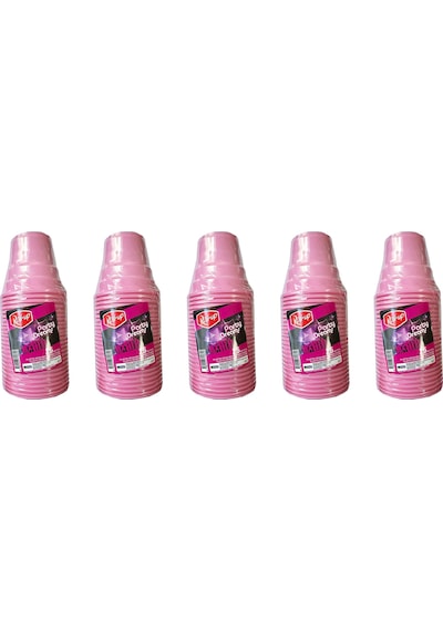 Roll-up Party Dreams Parti Davet Piknik Renkli Plastik Sert Mika Bardak - Pembe - 25'li 5 Paket Pembe