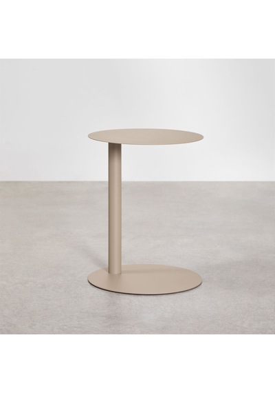 Paledin Design Magna Yan Sehpa Modern Yuvarlak Çelik Koltuk Yanı Sehpası Granit Grisi 40x40x50 Cm Kahverengi