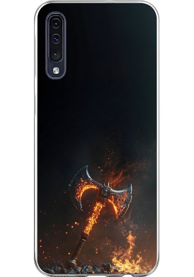 Samsung Galaxy A70 Uyumlu Şeffaf Kılıf Balta Tasarımlı