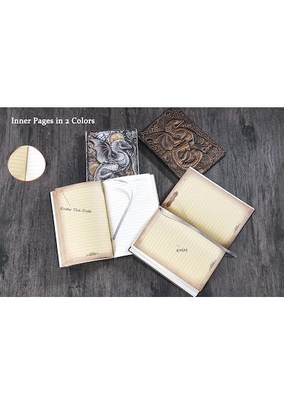 Hediyelik Beyaz Ejder Kabartmalı Defter