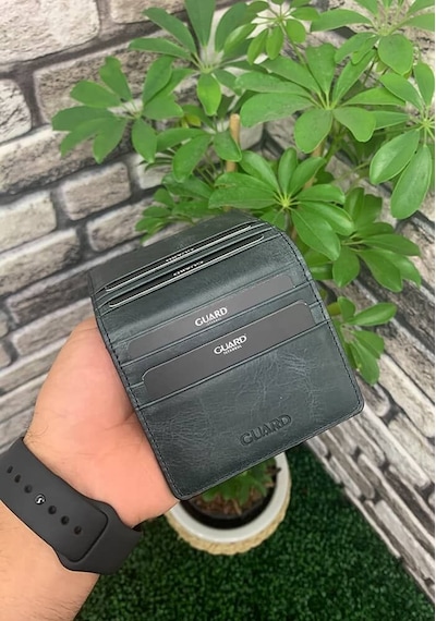 Guard Antik Siyah Patlı Tasarım Deri Kartlık - 173gua2307t1439 Çok Renkli