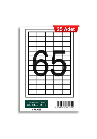 Herboy Hb-1165 38,1 X 21,2 Mm A4 Laser Etiket 25 Adet