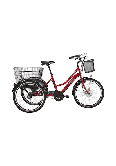 Bisan E-porter Üç Tekerli Elektrikli Bisiklet 44cm V 24 Jant Nex.3 Vites Bayrak Kırmızı Beyaz Çok Renkli