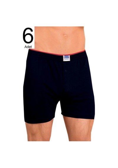 Erkek Siyah 6'lı Paket Düğmeli Boxer Elf568ber10996 Siyah