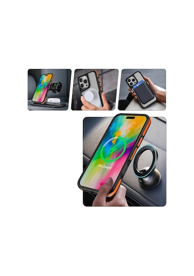 Apple Uyumlu iPhone 16 Pro Max Kılıf Magsafe Airbag Kamera Yükseltili Silikon Mat Parmak İzi Tutmayan Ata Pro Tech Gri