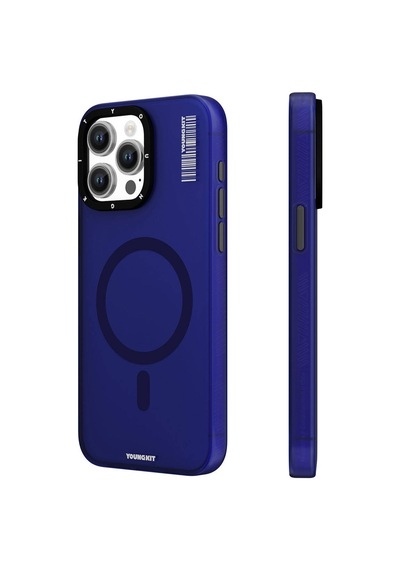 Apple Uyumlu iPhone 15 Pro Kılıf Magsafe Şarj Özellikli Youngkit Hidden Sand Serisi Kapak Mavi