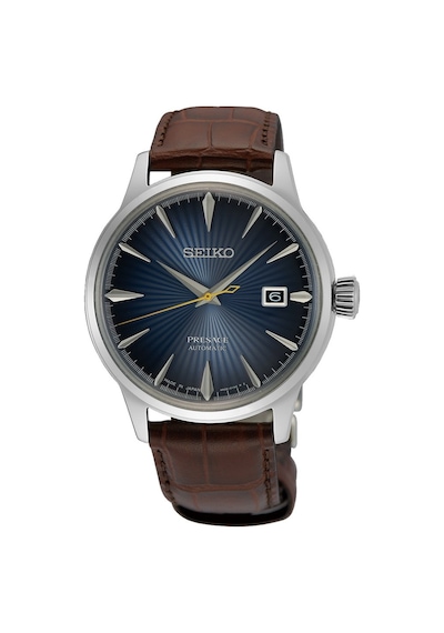 Seiko Srpk15j 40 Mm Otomatik Deri Kahverengi Lacivert Kadran 40 Mm Erkek Kol Saati Gri