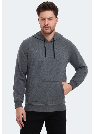 Slazenger Obra In Erkek Kapüşonlu Cepli Koyu Gri Sweatshirt Koyu Gri