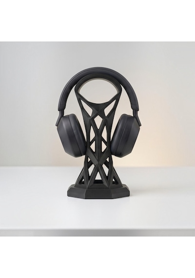 Happy3dworld Kafes Tasarımlı Kulaklık Standı, 3d Baskı Modern Siyah Gaming Düzenleyici