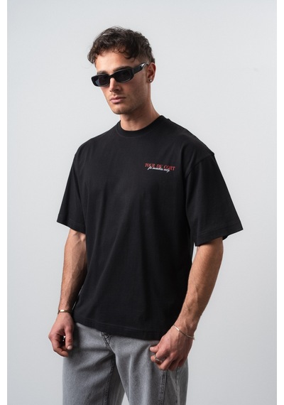 Respire Erkek Cort Baskılı Oversize T-shirt Siyah