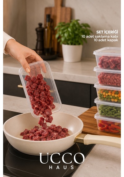 20 Adet 650 Ml Buzluk & Mikrodalga Sızdırmaz Saklama Kabı Seti Buzluk Organizer Şeffaf