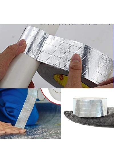Yapışkanlı Fiberglas Lif Takviyeli Alüminyum Folyo Bant 45 Mm X 25 Metre Yanmaz Soba Borusu Bandı