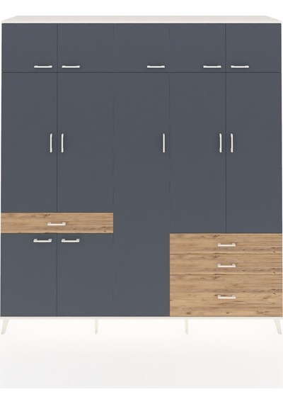 Hyperion Dolap 11 Raflı 4 Çekmeceli 2 Askılı 220x44x243 Aytaşı-antrasit/çam Antrasıt/atlas Çam Hyperion Dolap 11 Raflı 4 Çekmeceli 2 Askılı 220x44x243 Aytaşı-antrasit/çam Antrasıt/atlas Çam