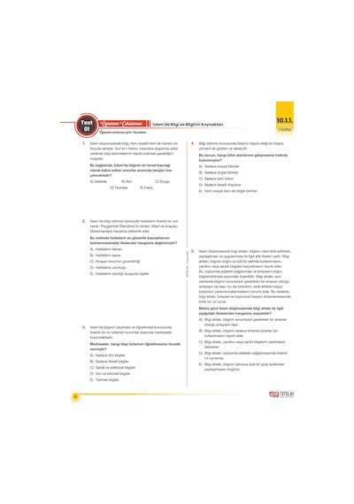 Nitelik 10. Sınıf Din Kültürü Beceri Temelli 4 Fasikül 3044