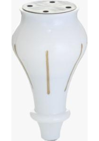Azimkarhirdavat Saray Plastik Lükens Ayak 14 Cm Beyaz-Sarı Varak