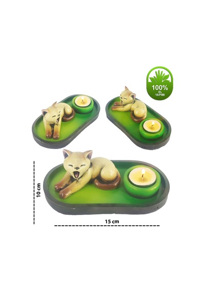 Uykucu Kedi Çubuk Tütsülük Ve Tealight Kahve