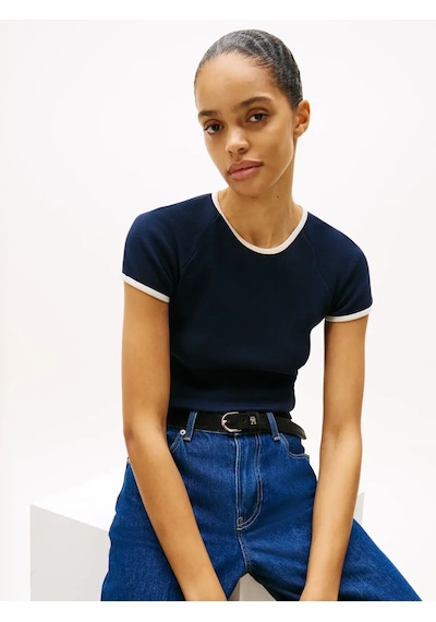 Tommy Hilfiger Contrast Rınger Tee Kadın Lacivert T-shirt