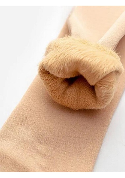 Lüx Wood Kadın İçi Peluşlu Kalın Termal Çorap Kışlık Polar İçi Sıcak Tutucu Soket Çorap Bej
