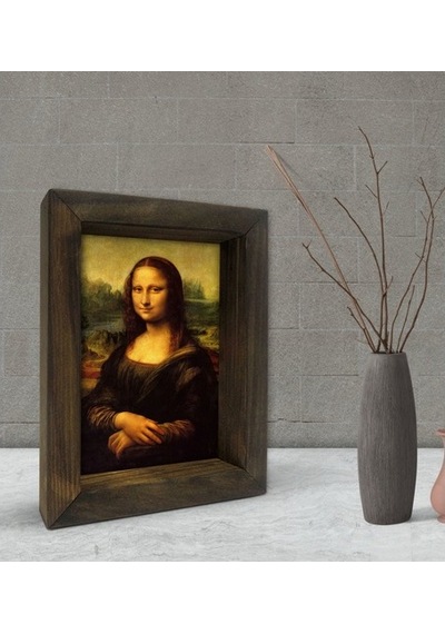 Bk Gift Mona Lisa Tasarımlı Dekoratif Doğal Masif Ahşap Çerçeve 1