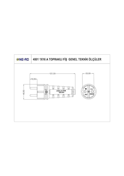 Ne-Ad Kauçuk Erkek Fiş 1X16A 4001