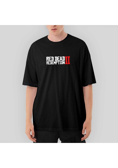Red Dead Redemption 2 Text Oversize Siyah Tişört Siyah