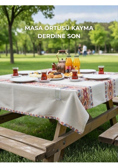 4 Lü Set Şeffaf Masa Örtüsü Mandalı