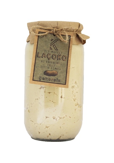 Laçoko Şekersiz Katkısız Glutensiz Doğal Az Kavrulmuş Çiğ Ballı Fıstık Ezmesi 1 KG