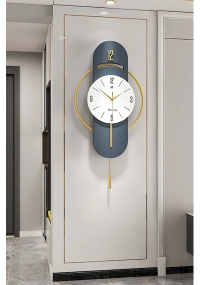 MetaQuartz Aksesuar Exclusive Milano Time Quartz Mekanizmalı Duvar Saati Lacivert - Lake Lacivert