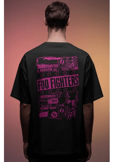 Sevbano Foo Fighters Rock Metal Müzik Grubu Baskılı Unisex Oversize Premi Siyah