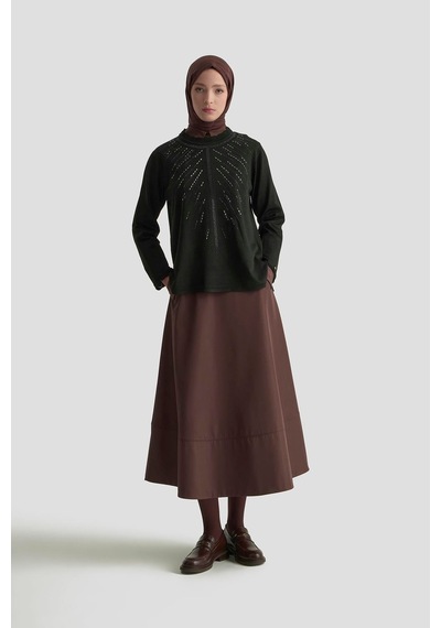 Armine Trend Taş Baskılı Triko Tunik Siyah 25ytd4126 Siyah