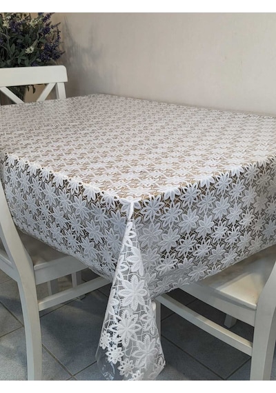 Ithal Pvc Muşamba - Desenli Silinebilir Masa Örtüsü 07nl10d Beyaz
