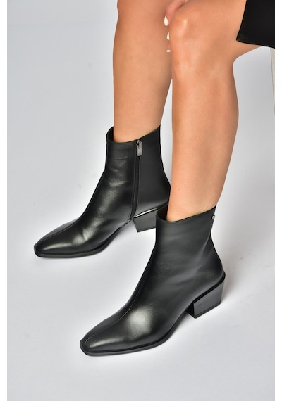 Fox Shoes Z654037503 Siyah Hakiki Deri Alçak Topuklu Western Kadın Bot