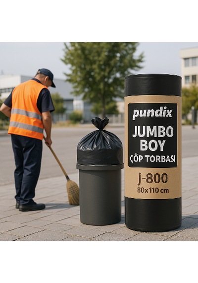 Pundix Pundıx J800 Jumbo Boy Çöp Torbası 80x110 Cm 1 Koli 10 Rulo X 10 Adet Profesyonel Endüstriyel Kullanım Dayanıklı, Sızdırmaz Ve Geniş Hacimli Çöp Poşeti